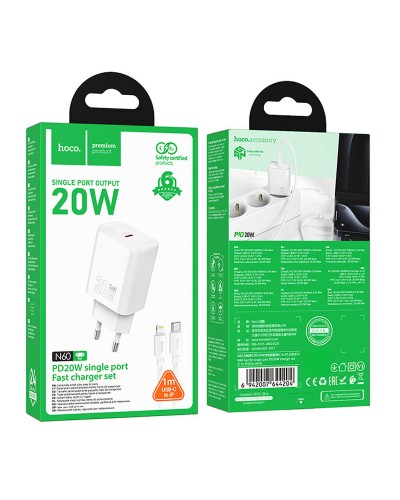 Купити МЗП Hoco N60 Gentle PD20W (1USB-C) + кабель Type-C to Lightning