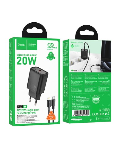 Купити МЗП Hoco N60 Gentle PD20W (1USB-C) + кабель Type-C to Lightning