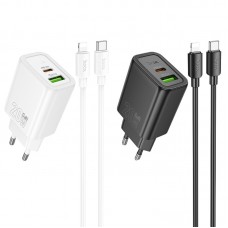 МЗП Hoco N61 Gentle PD20W+QC3.0 (1USB-A/1C) + кабель Type-C to Lightning