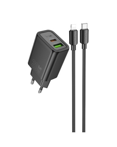 Купити МЗП Hoco N61 Gentle PD20W+QC3.0 (1USB-A/1C) + кабель Type-C to Lightning