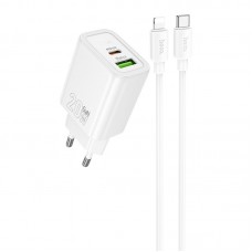 МЗП Hoco N61 Gentle PD20W+QC3.0 (1USB-A/1C) + кабель Type-C to Lightning