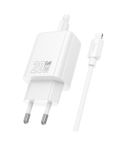 Купити МЗП Hoco N61 Gentle PD20W+QC3.0 (1USB-A/1C) + кабель Type-C to Lightning