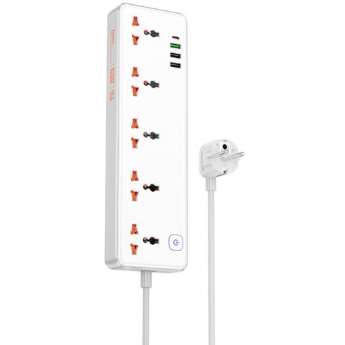 Купить Удлинитель Hoco AC14A Rico PD30W (3USB-A/1C/5xSocket) (1.5m)