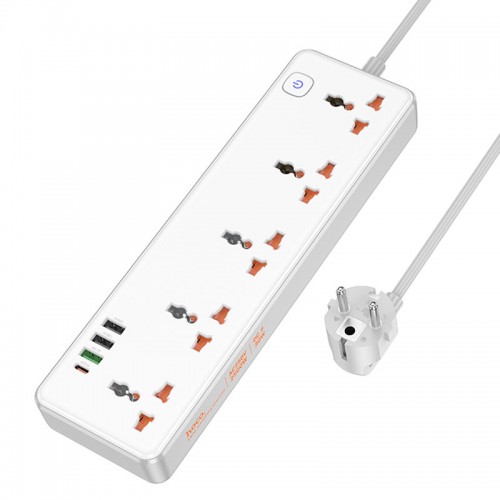 Купить Удлинитель Hoco AC14A Rico PD30W (3USB-A/1C/5xSocket) (1.5m)