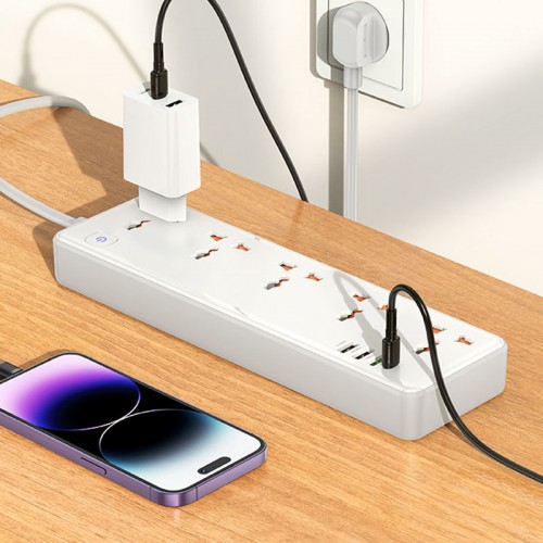 Купить Удлинитель Hoco AC14A Rico PD30W (3USB-A/1C/5xSocket) (1.5m)
