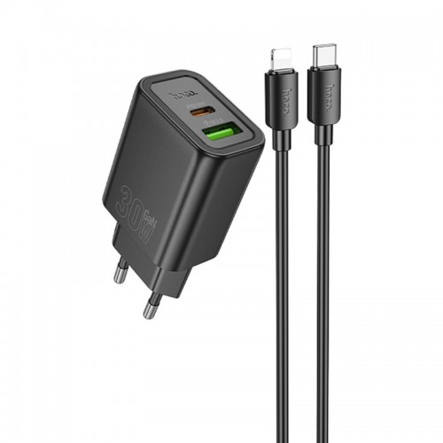 Купить СЗУ Hoco N63 Gentle PD30W+QC3.0 (1USB-A/1C) + кабель Type-C to Lightning Купить СЗУ Hoco N63 Gentle PD30W+QC3.0 (1USB-A/1C) + кабель Type-C to Lightning