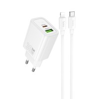 МЗП Hoco N63 Gentle PD30W+QC3.0 (1USB-A/1C) + кабель Type-C to Lightning