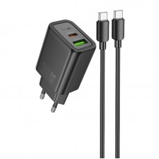 МЗП Hoco N63 Gentle PD30W+QC3.0 (1USB-A/1C) + кабель Type-C to Type-C