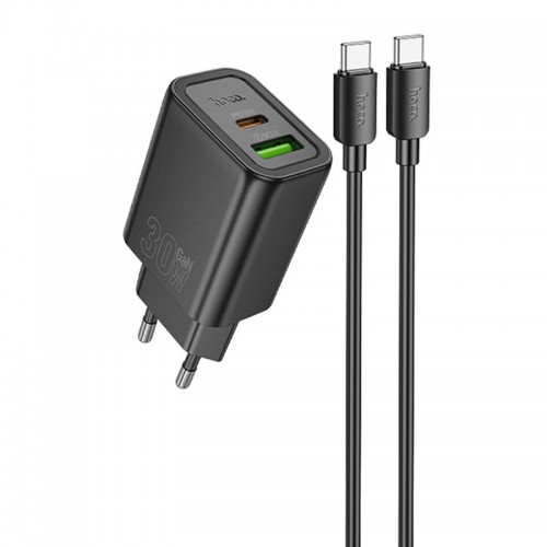 Купить СЗУ Hoco N63 Gentle PD30W+QC3.0 (1USB-A/1C) + кабель Type-C to Type-C Купить СЗУ Hoco N63 Gentle PD30W+QC3.0 (1USB-A/1C) + кабель Type-C to Type-C
