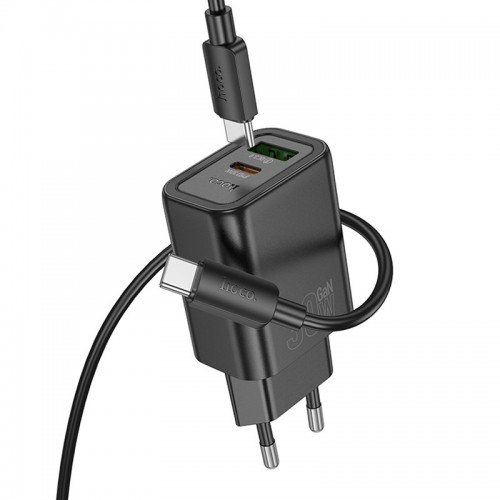 Купить СЗУ Hoco N63 Gentle PD30W+QC3.0 (1USB-A/1C) + кабель Type-C to Type-C Купить СЗУ Hoco N63 Gentle PD30W+QC3.0 (1USB-A/1C) + кабель Type-C to Type-C