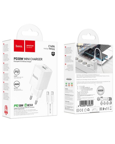 Купити МЗП Hoco C149A Charm PD30W+QC3.0 (1USB-A/1C) + кабель Type-C to Type-C