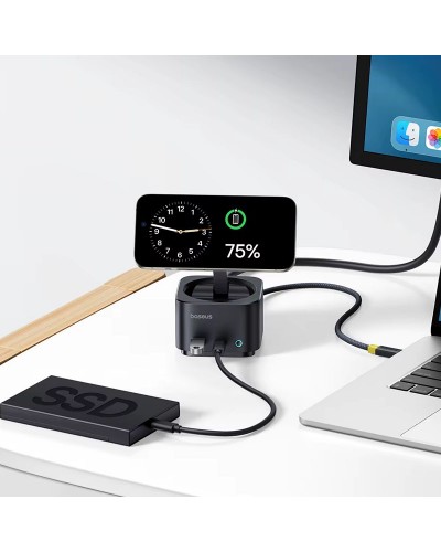Купити БЗП+HUB Baseus MagPro Series II 7-in-1 (USB-C to HDMI 4K 60Hz+2USB-А+2C+1SD/TF) (B000729001)