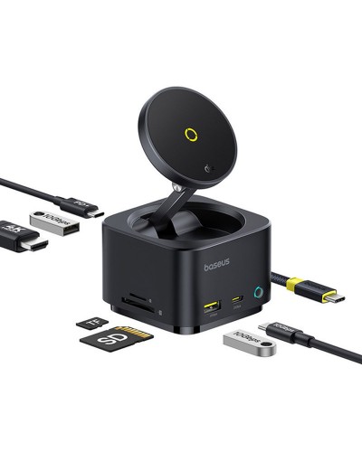 Купити БЗП+HUB Baseus MagPro Series II 7-in-1 (USB-C to HDMI 4K 60Hz+2USB-А+2C+1SD/TF) (B000729001)