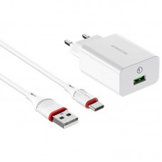 МЗП Borofone BA21A Long journey QC3.0 3A (1USB-A) + кабель USB to Type-C