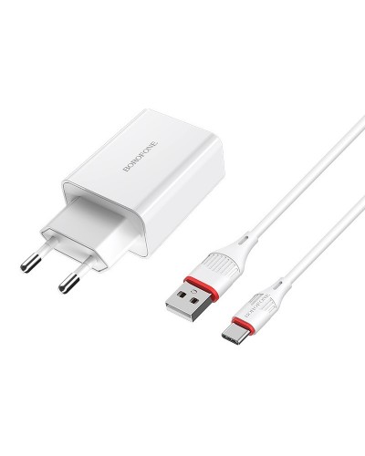Купити МЗП Borofone BA21A Long journey QC3.0 3A (1USB-A) + кабель USB to Type-C