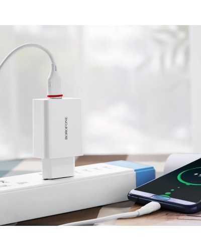 Купити МЗП Borofone BA21A Long journey QC3.0 3A (1USB-A) + кабель USB to Type-C