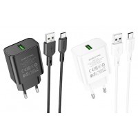 МЗП Borofone BA72A Spring QC3.0 (1USB-A) + кабель USB to Type-C