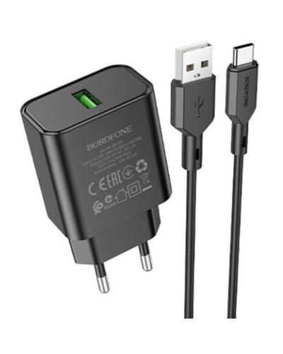 Купити МЗП Borofone BA72A Spring QC3.0 (1USB-A) + кабель USB to Type-C