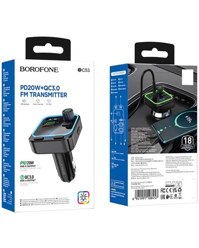 Купити АЗП FM модулятор Borofone BC53 Highway PD20W+QC3.0 (2USB-A/1C)
