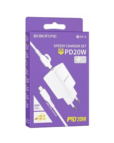 Купити МЗП Borofone BA81A PD20W (1USB-C) + кабель Type-C to Lightning