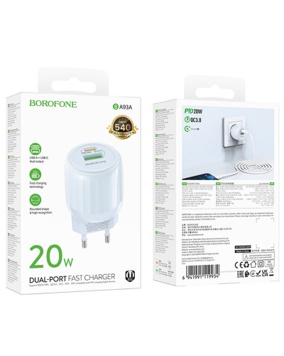 Купити МЗП Borofone BA93A Lustrous PD20W+QC3.0 (1USB-A/1C)