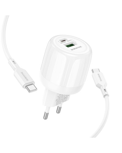 Купити МЗП Borofone BA93A Lustrous PD20W+QC3.0 (1USB-A/1C) + кабель Type-C to Type-C