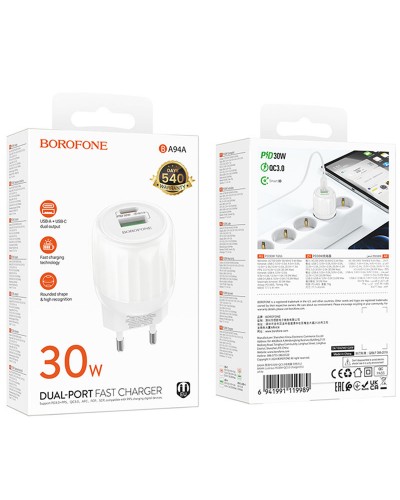 Купити МЗП Borofone BA94A Lustrous PD30W+QC3.0 (1USB-A/1C)
