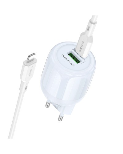 Купити МЗП Borofone BA94A Lustrous PD30W+QC3.0 (1USB-A/1C) + кабель Type-C to Lightning