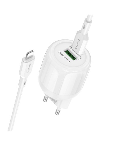 Купити МЗП Borofone BA94A Lustrous PD30W+QC3.0 (1USB-A/1C) + кабель Type-C to Lightning