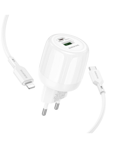 Купити МЗП Borofone BA94A Lustrous PD30W+QC3.0 (1USB-A/1C) + кабель Type-C to Lightning