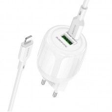 МЗП Borofone BA93A Lustrous PD20W+QC3.0 (1USB-A/1C) + кабель Type-C to Lightning