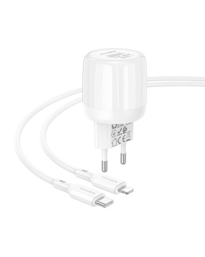 Купити МЗП Borofone BA93A Lustrous PD20W+QC3.0 (1USB-A/1C) + кабель Type-C to Lightning