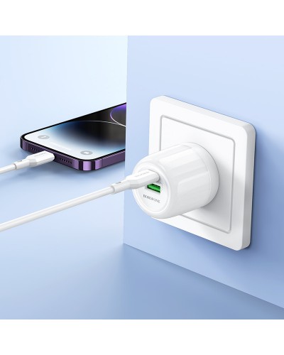 Купити МЗП Borofone BA93A Lustrous PD20W+QC3.0 (1USB-A/1C) + кабель Type-C to Lightning