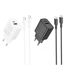 МЗП Borofone BA88A Navy PD20W+QC3.0 (1USB-A/1C) + кабель Type-C to Type-C