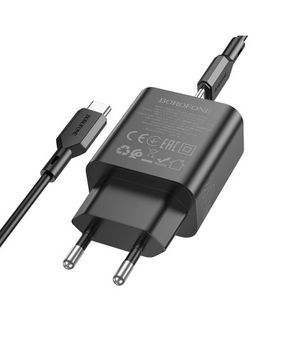 Купити МЗП Borofone BA88A Navy PD20W+QC3.0 (1USB-A/1C) + кабель Type-C to Type-C