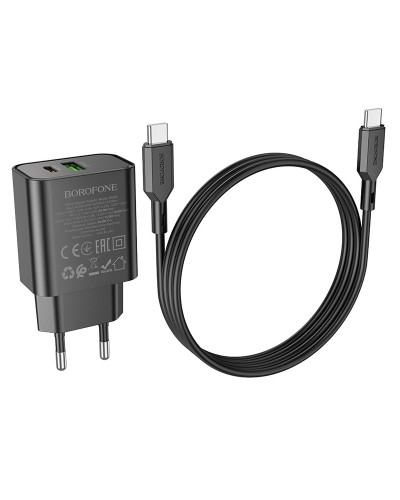 Купити МЗП Borofone BA88A Navy PD20W+QC3.0 (1USB-A/1C) + кабель Type-C to Type-C