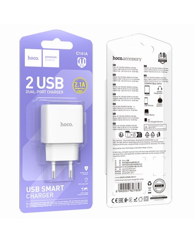 Купити МЗП Hoco C141A Smart 2.1A (2USB-A)