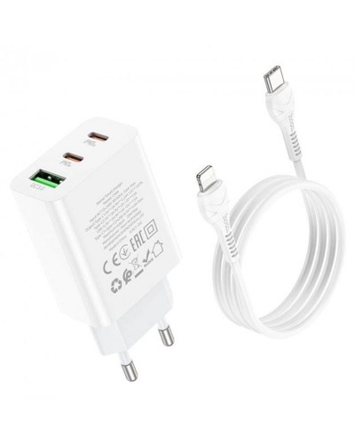 Купити МЗП Hoco C99A PD20W+QC3.0 (1USB/2Type-C/3A) + Type-C to Lightning