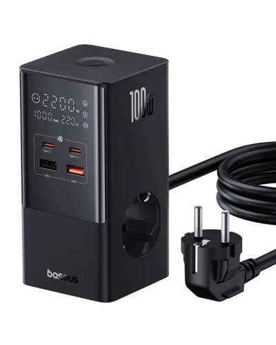 Купити МЗП Baseus PowerCombo Tower PowerStrip 100W (2USB-A/2C/2Socket) (1.5m) (E00023609113-00)