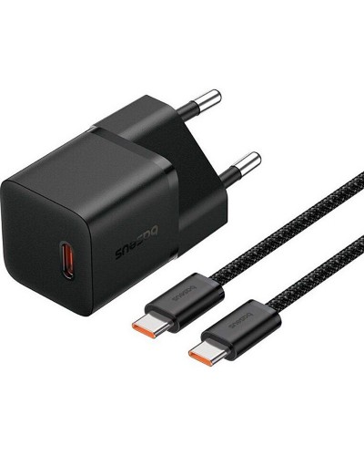 Купити МЗП Baseus GaN5 Fast Charger (mini) PD20W (1USB-C) + кабель Type-C to Type-C (P10110900113)