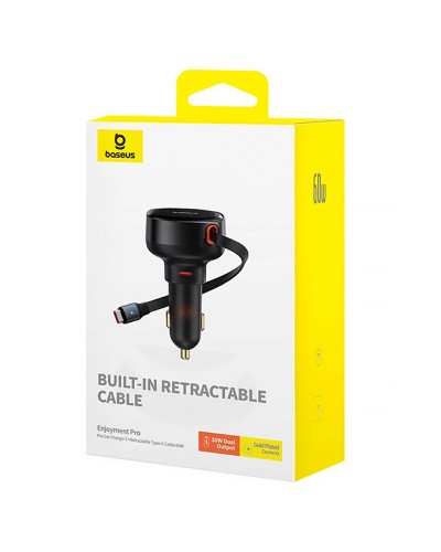 Купити АЗП Baseus Enjoyment Pro 60W (1USB-C) + висувний кабель Type-C (C00057802111-01)