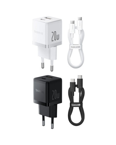 Купити МЗП Baseus Palm Fast Charger 20W (1USB-A/1C) + кабель Type-C to Type-C (P10111608)