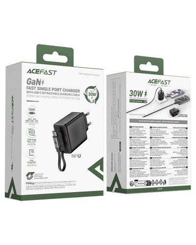 Купити МЗП Acefast A110 GaN With Retractable Cable Type-C PD30W (1USB-C)