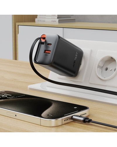 Купити МЗП Acefast A111 GaN With Retractable Cable Type-C PD67W (1USB-A/1C)