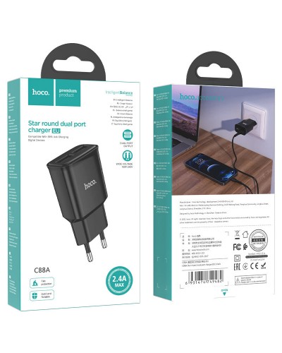 Купити МЗП Hoco C88A Star round 2.4A (2USB-A)