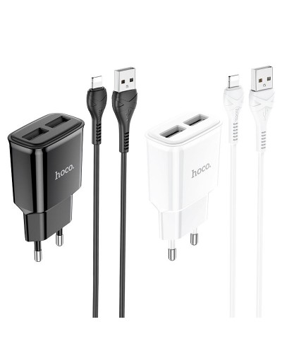 Купити МЗП Hoco C88A Star round 2.4A (2USB-A) + кабель USB to Lightning