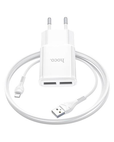 Купити МЗП Hoco C88A Star round 2.4A (2USB-A) + кабель USB to Lightning