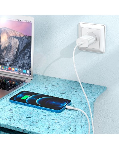 Купити МЗП Hoco N22 Jetta PD25W (1USB-C) + кабель Type-C to Lightning