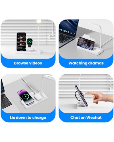 Купити БЗП Usams US-CD195 15W 4in1 Wireless Charging Holder With Table Lamp