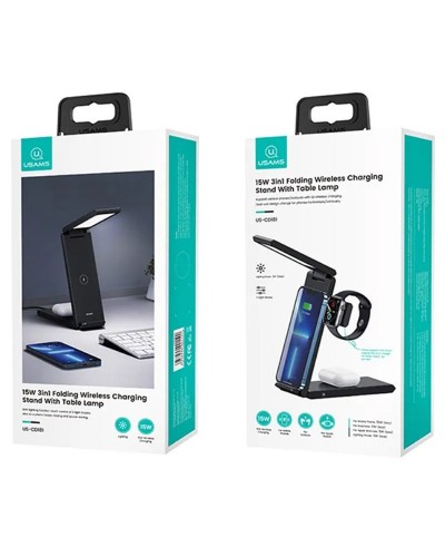 Купити БЗП Usams US-CD181 15W 3in1 with Table Lamp